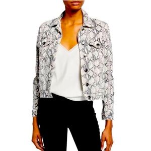 FRAME Denim Python Print Gray Snakeskin Coated Jacket Small MSRP $398